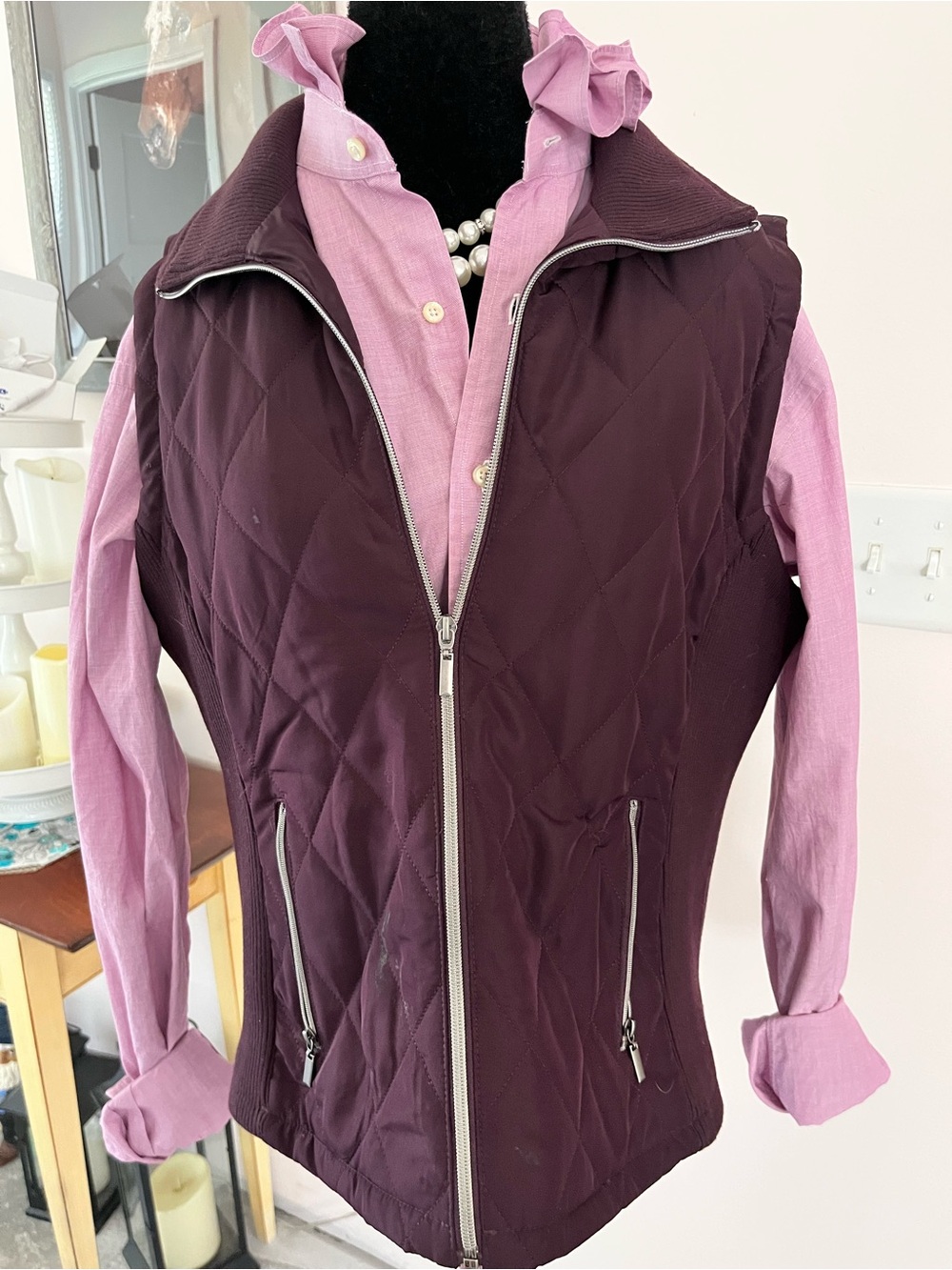 Maurices Quilted Vest in Deep Plum